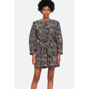 Sea NY Dress Women’s 10 Calla Cheetah-Print Belted Tunic Black Old Money Luxury
